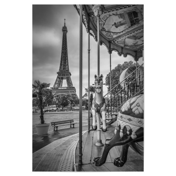 Poster "Impression aus Paris" artboxONE - Schwarzweiß,Städte / Paris - Karussell,Eiffelturm,Stadtansicht