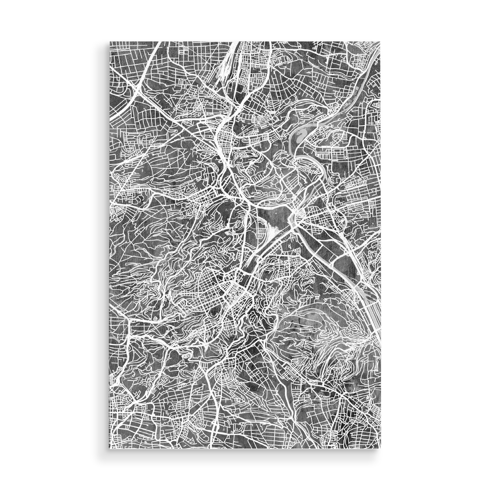 Holzbild "Stuttgart Germany City Map Black" artboxONE - Schwarzweiß,Städte / Stuttgart,Kartografie - Stuttgart,Germany,Map