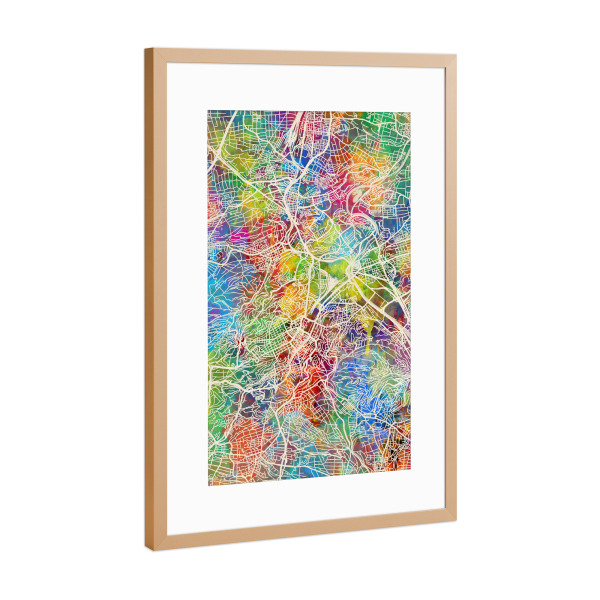 Poster mit Rahmen Kupfer "Stuttgart Germany City Map" artboxONE - Städte / Stuttgart,Kartografie - Stuttgart,Germany,Map
