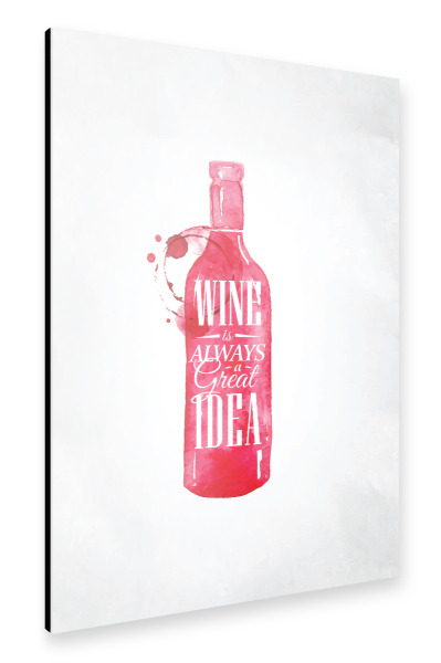 Alu-Dibond "Wine bottle with inscription" 30x20 cm artboxONE