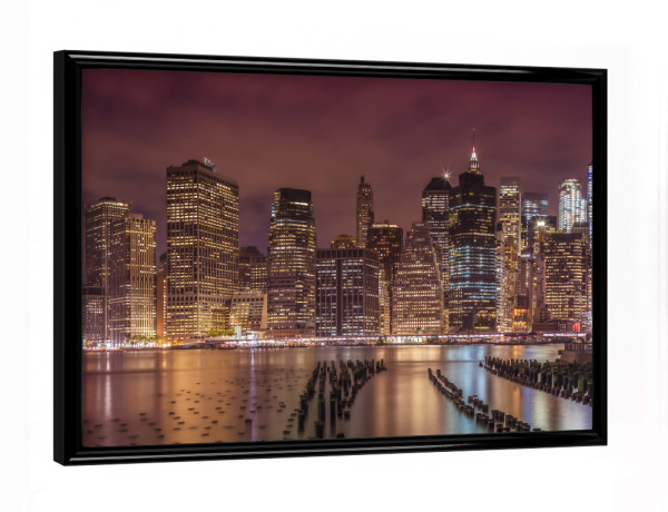 Poster mit schwarzem Rahmen "NEW YORK CITY Abendimpression" artboxONE - Städte / New York - Skyline,Manhattan,Nachtaufnahme