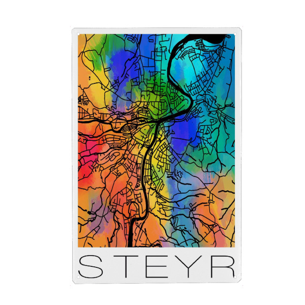 Metall Poster "Retro Map Steyr Watercolor" artboxONE - Städte,Reise,Städte / Weitere,Kartografie - Retro,Map,Steyr,Austria - Blechschild
