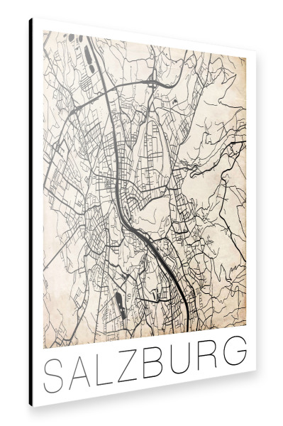 Alu-Dibond "Retro Map Salzburg Vintage" 30x20 cm artboxONE