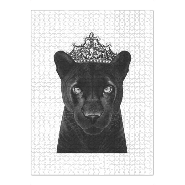 Puzzle Ravensburger "The Queen Panther" artboxONE - Tiere,Schwarzweiß - Panther,Black panther,Cat,Queen,Royal,Black and white - Bild panther