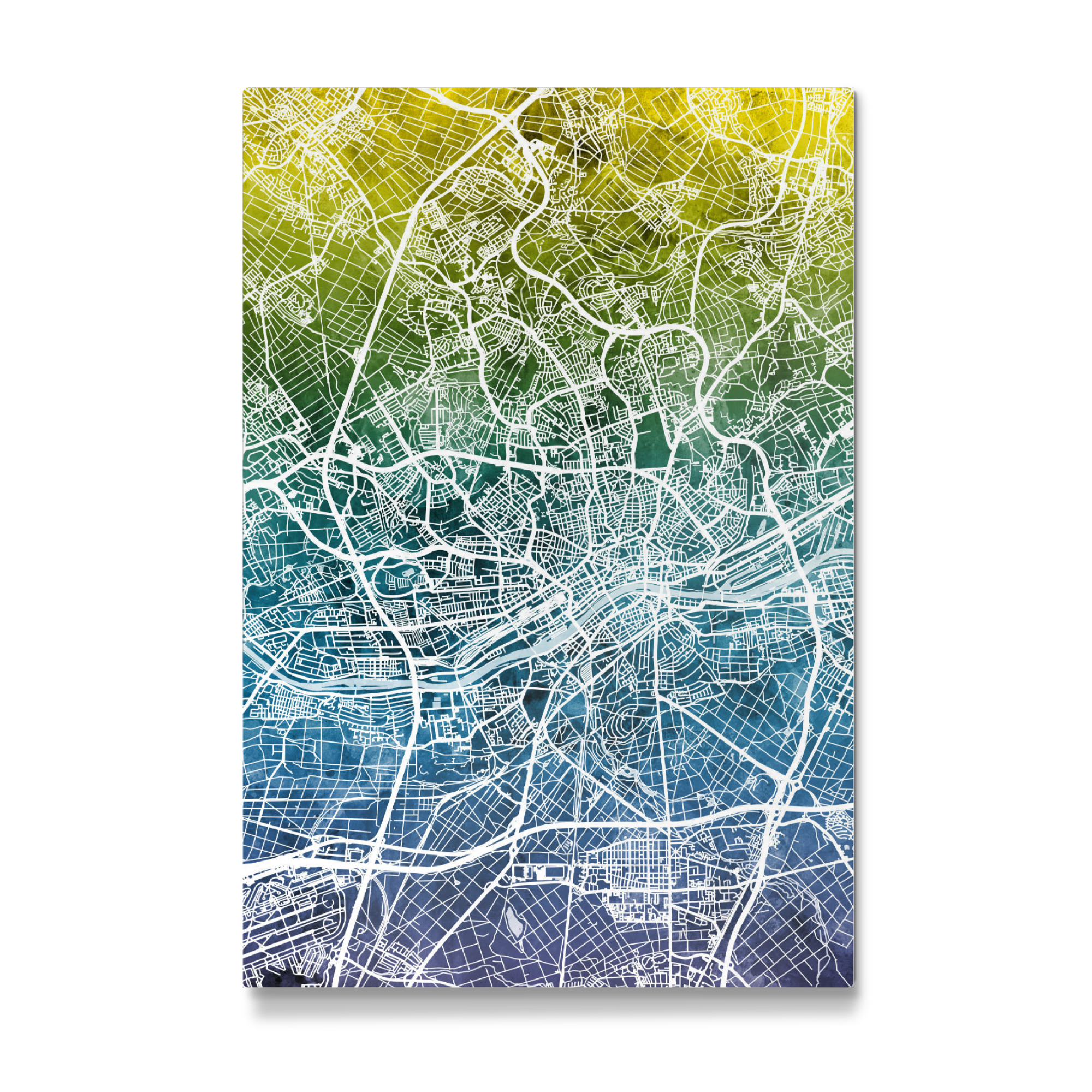 Galerie-Print "Frankfurt City Map Blue Yellow" 75x50 cm artboxONE