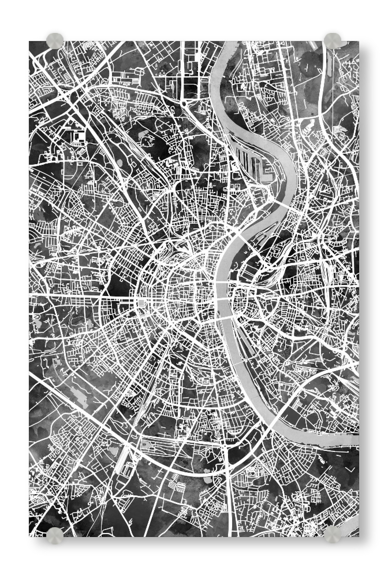 Acrylglasbild "Köln City Map Black" artboxONE - Städte / Köln,Schwarzweiß,Kartografie - Köln,Cologne,Map