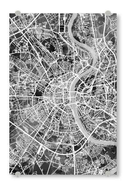 Acrylglasbild "Köln City Map Black" artboxONE - Städte / Köln,Schwarzweiß,Kartografie - Köln,Cologne,Map