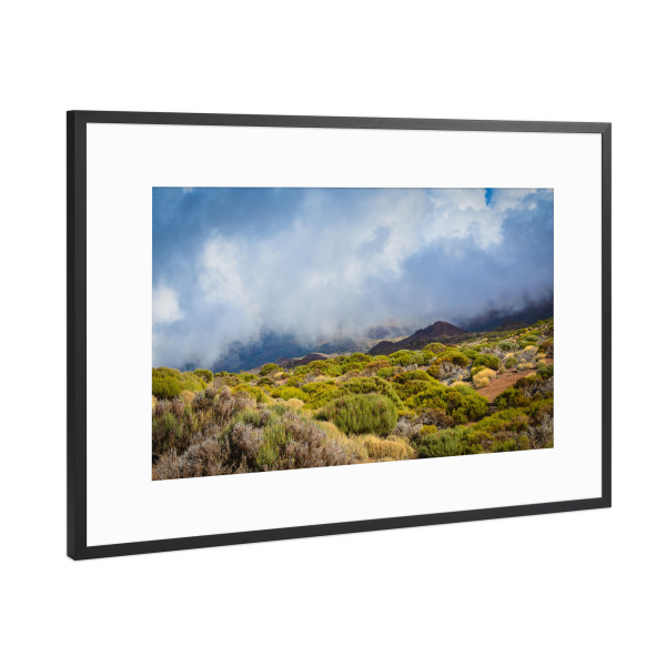 Poster mit Rahmen Schwarz (Metallic) "Land und Wolken" artboxONE - Natur,Reise