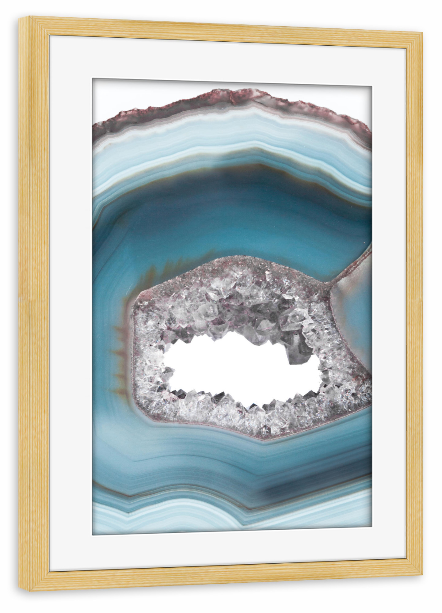 Poster mit Rahmen kiefer "Deep Blue Agate" artboxONE - Abstrakt,Marmor - Agate,Gemstone,Crystals,Nature