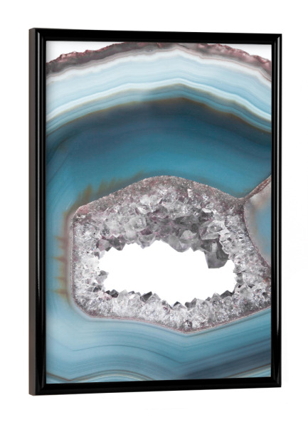 Poster mit schwarzem Rahmen "Deep Blue Agate" artboxONE - Abstrakt,Marmor - Agate,Gemstone,Crystals,Nature