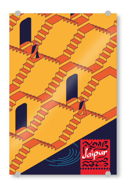 Acrylglasbild "Jaipur" artboxONE - Städte,Reise / Asien - India,Travel,Pop art,Jaipur,Asia,Typography