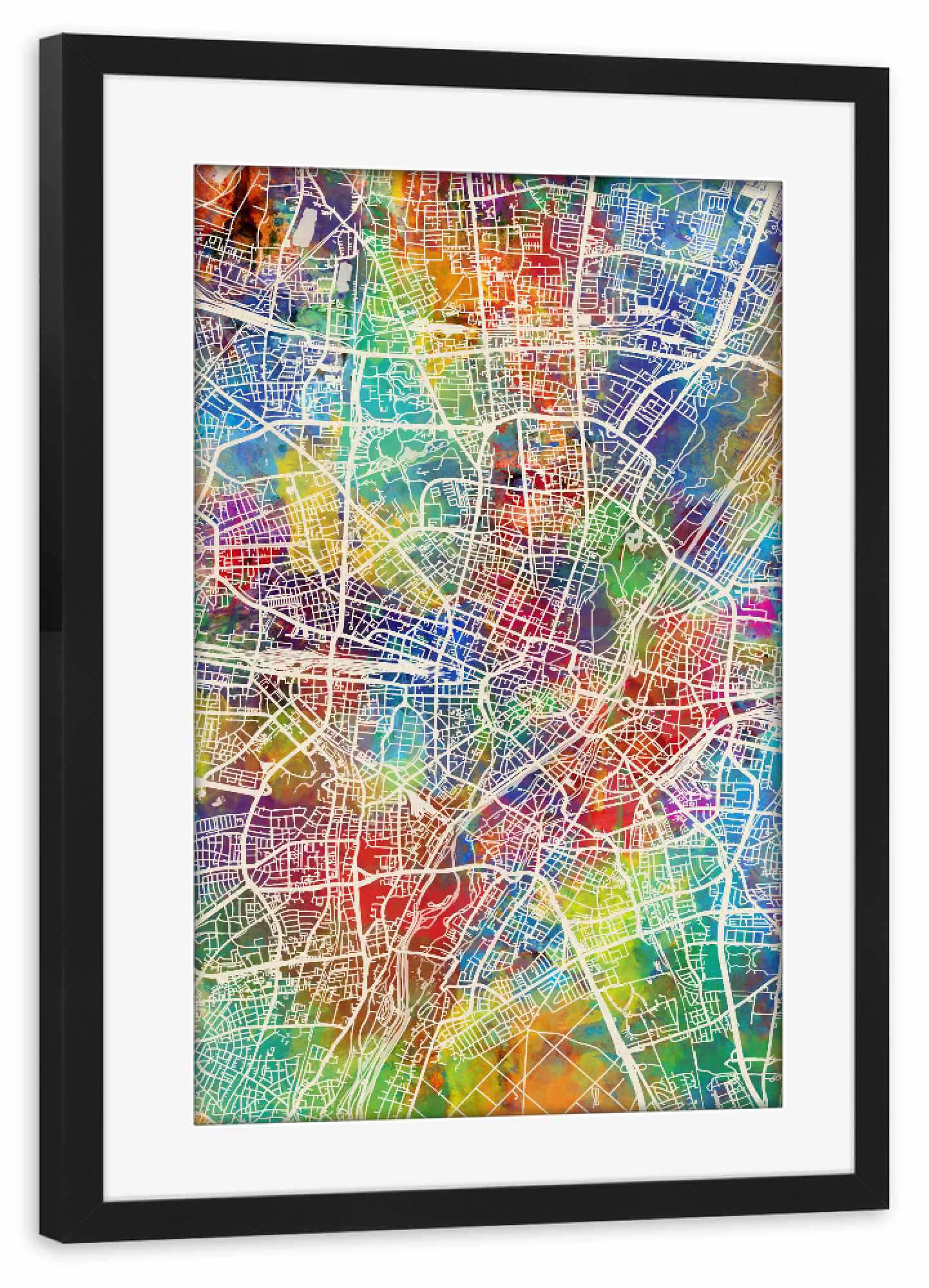 Poster mit Rahmen schwarz "München City Map" artboxONE - Städte / München,Kartografie - München,Munich,Map