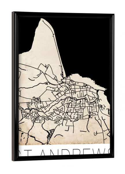 Poster mit schwarzem Rahmen "Retro Map St. Andrews Vintage" artboxONE - Städte,Reise,Städte / Weitere,Kartografie