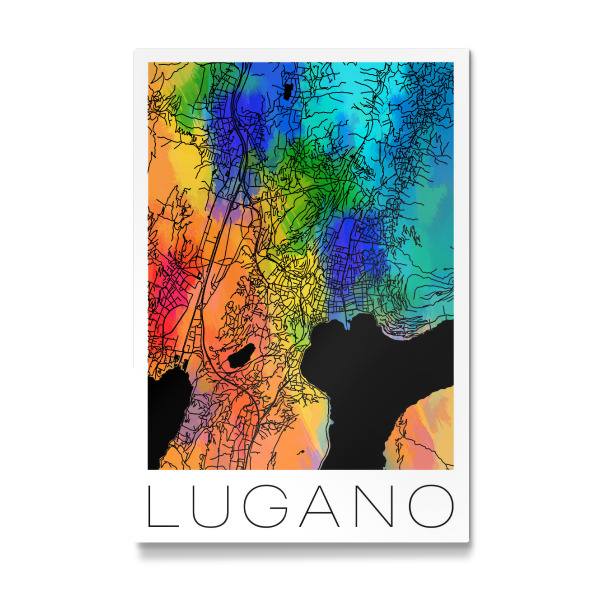 Galerie-Print "Retro Map Lugano Watercolor" 30x20 cm artboxONE