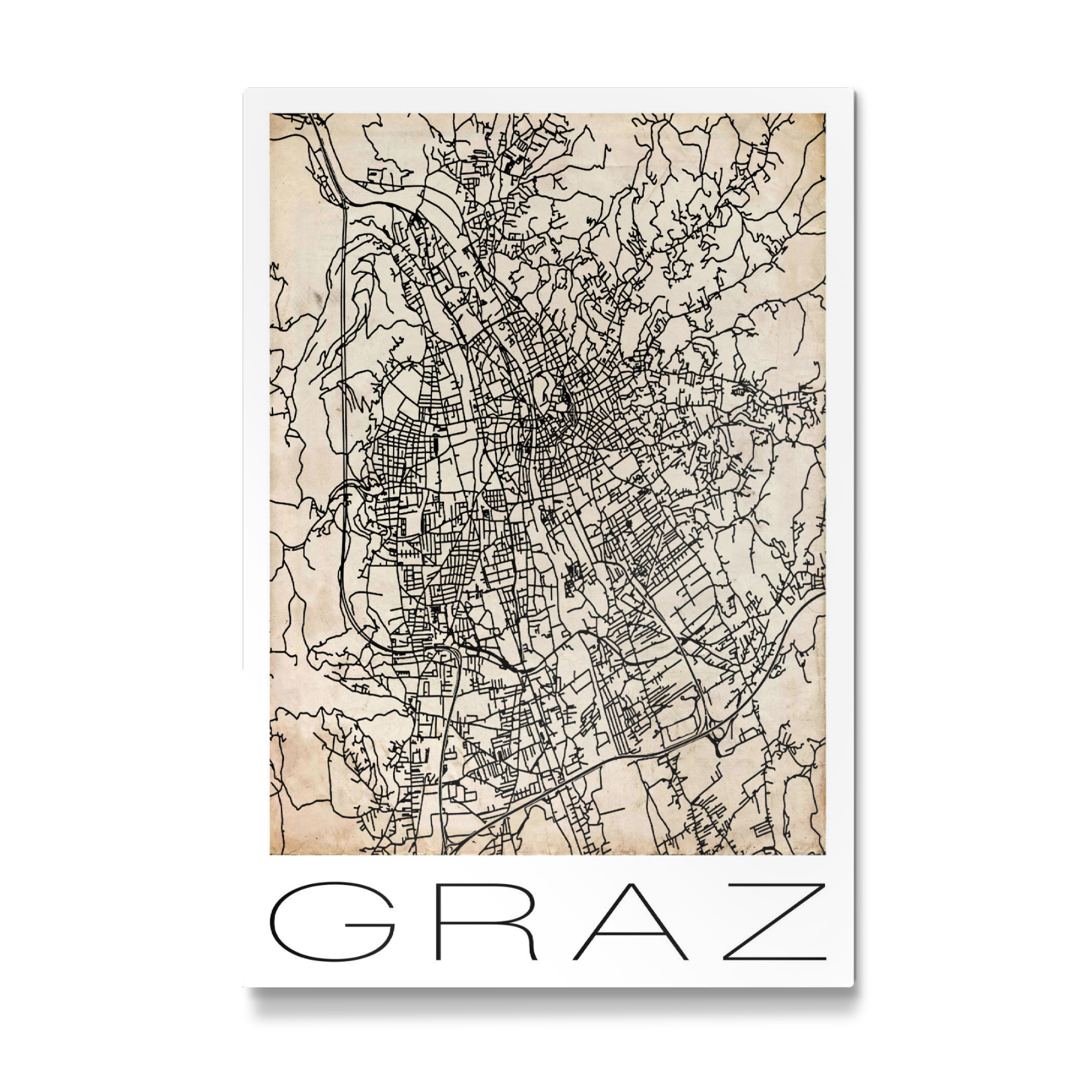 Galerie-Print "Retro Map Graz Vintage" 75x50 cm artboxONE