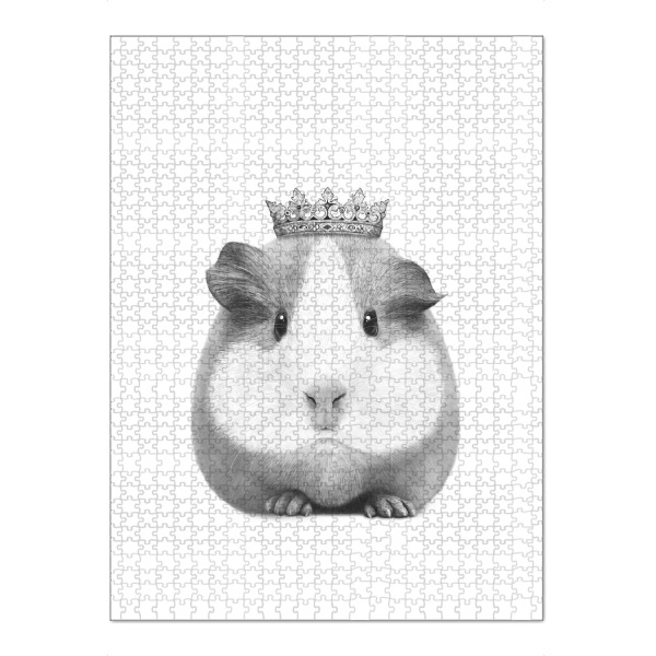 Puzzle Ravensburger "Queen guinea pig" artboxONE - Tiere,Schwarzweiß - Guinea pig,Pig,Black and white,Queen,Royal - Bild guinea pig