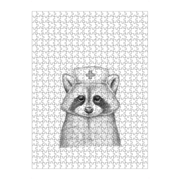 Puzzle Ravensburger "Raccoon doctor" artboxONE - Tiere,Schwarzweiß