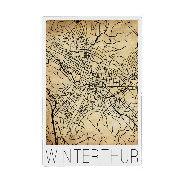 Holzbild "Retro Map Winterthur Vintage" artboxONE - Städte,Reise,Städte / Weitere,Kartografie - Retro,Map,Winterthur,Switzerland,Vintage