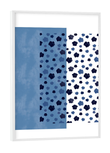 Poster mit weißem Rahmen "Indigo Rain" artboxONE - Abstrakt - Indigo,Rain,Modern,Maritim,Skandinavisch maritim
