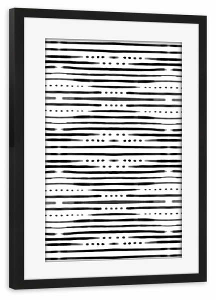 Poster mit Rahmen schwarz "Black and White Shibori" artboxONE - Abstrakt,Schwarzweiß - Tribal,Tie-dye,Boho-style,Ethno