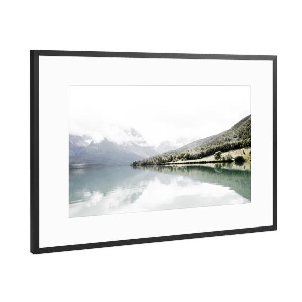 Poster mit Rahmen Schwarz (Metallic) "Bright Day" artboxONE - Natur - Norwegen,Skandinavien,Gletschersee