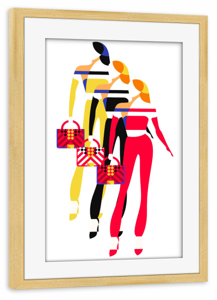 Poster mit Rahmen kiefer "Stylish Women" artboxONE - Menschen,Fashion - Women,Fashion,Style,Lady,Cool,Outfut,Look,Wardrobe,Minimal,Pop art