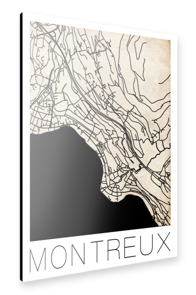 Alu-Dibond "Retro Map Montreux Vintage" 30x20 cm artboxONE