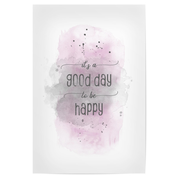 Poster "Glücklich | Aquarell rosa" artboxONE - Typografie - Spruch,Happy,Motivationsspruch