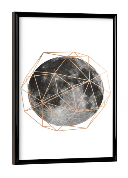 Poster mit schwarzem Rahmen "Rose Gold Moon" artboxONE - Natur,Schwarzweiß - Moon,Space,Full moon