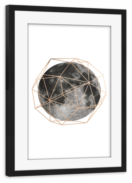 Poster mit Rahmen schwarz "Rose Gold Moon" artboxONE - Natur,Schwarzweiß - Moon,Space,Full moon