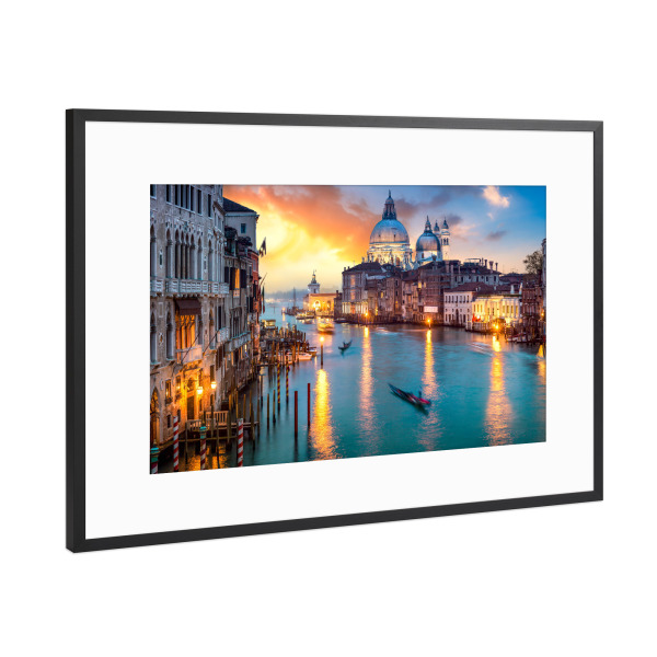 Poster mit Rahmen Schwarz (Metallic) "Canal Grande in Venedig, Italien" artboxONE - Städte / Venedig