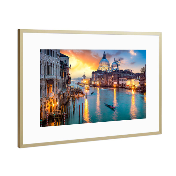Poster mit Rahmen Gold "Canal Grande in Venedig, Italien" artboxONE - Städte / Venedig