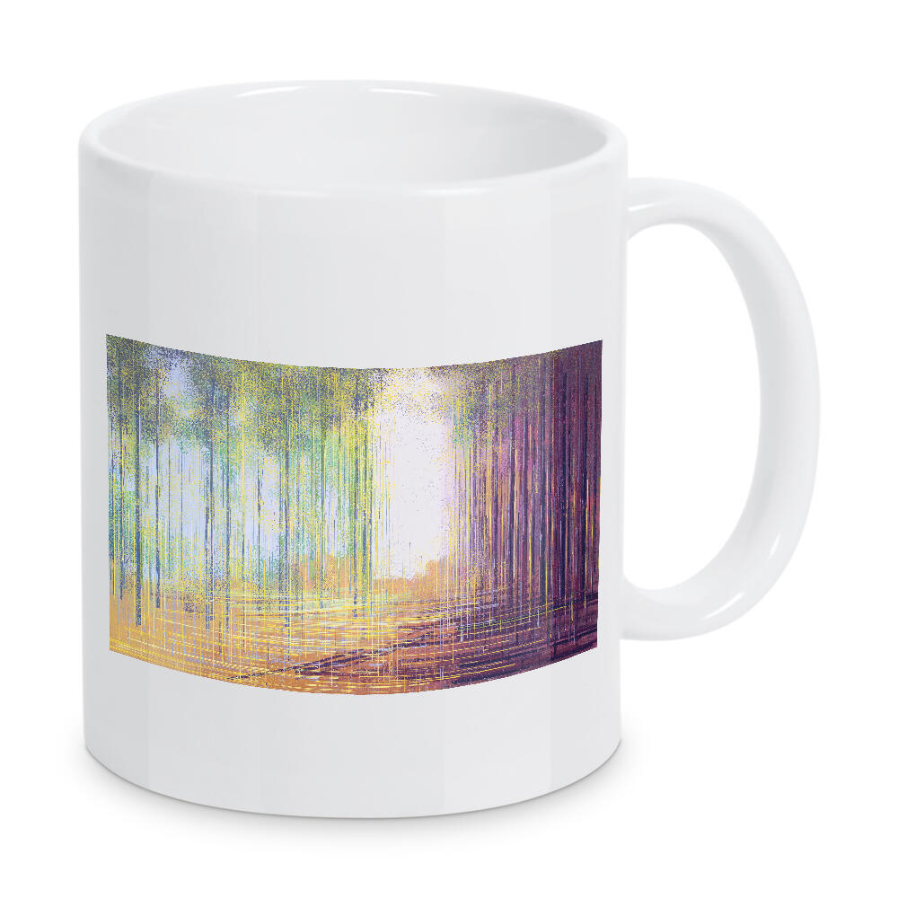 Tasse "Morning in the Forest" artboxONE - Natur,Abstrakt - Wald,Natur,Bäume,Sonnenaufgang,Abstrakt,Orange