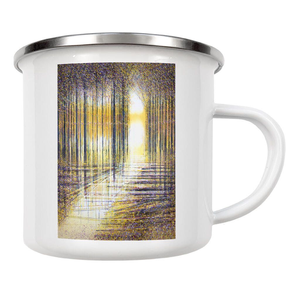 Emaille Tasse "Herbstbäume im Abendlicht" artboxONE - Natur - Wald,Wege,Bäume,Natur,Wald,Herbst,Herbst,Blätter,Sonnenuntergang,Sonnenaufgang