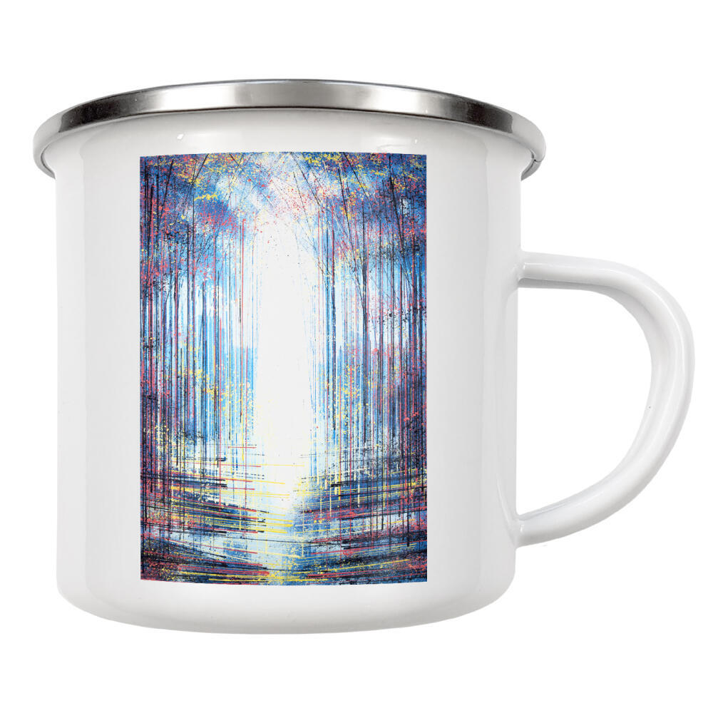 Emaille Tasse "Farbe durch den Wald" artboxONE - Natur,Abstrakt - Mehrfarbig,Bäume,Natur,Wald,Wald,Bunt