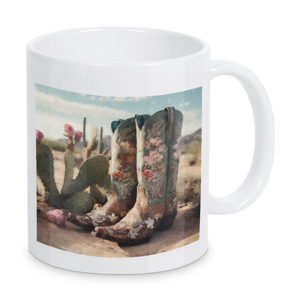 Tasse "Cowgirl-Stiefel E" artboxONE - Natur,Floral,Fashion - Western,Cowgirl,Mode,Wüste,Blumen,Kaktus