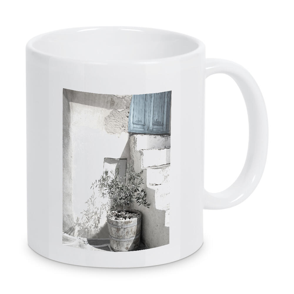 Tasse "Dusty Blue Tür A" artboxONE - Floral,Architektur - Architektur,Türen,Häuser,Pflanzen
