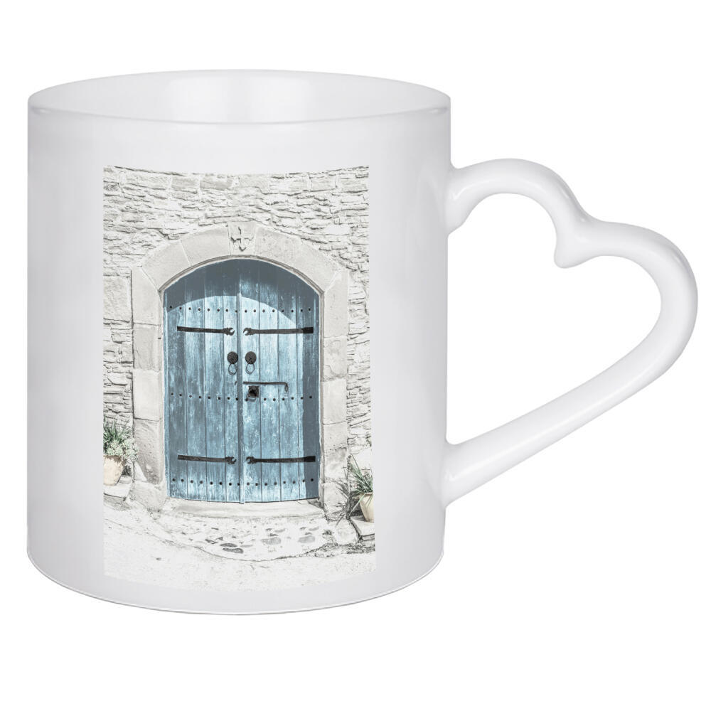 Herztasse "Staubige blaue Tür G" artboxONE - Architektur - Architektur,Türen,Tür,Häuser,Zuhause,Blau