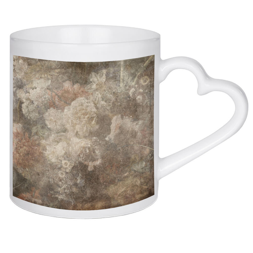 Herztasse "Blumen-Grunge D" artboxONE - Floral,Abstrakt - Blumen,Grunge,Blumen,Verzweifelt