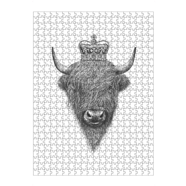 artboxONE Puzzle "The King Highland Bull" artboxONE - Tiere,Schwarzweiß - Highland cow,Highland cattle,Royal,King,Bull - Bild highland cow