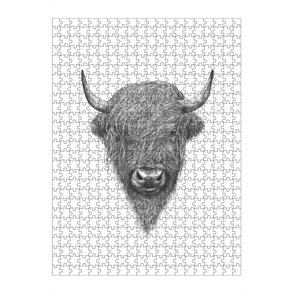 artboxONE Puzzle "The Highland Bull" artboxONE - Tiere,Schwarzweiß - Highland cow,Highland cattle,Bull,Scotland bull,Black and white