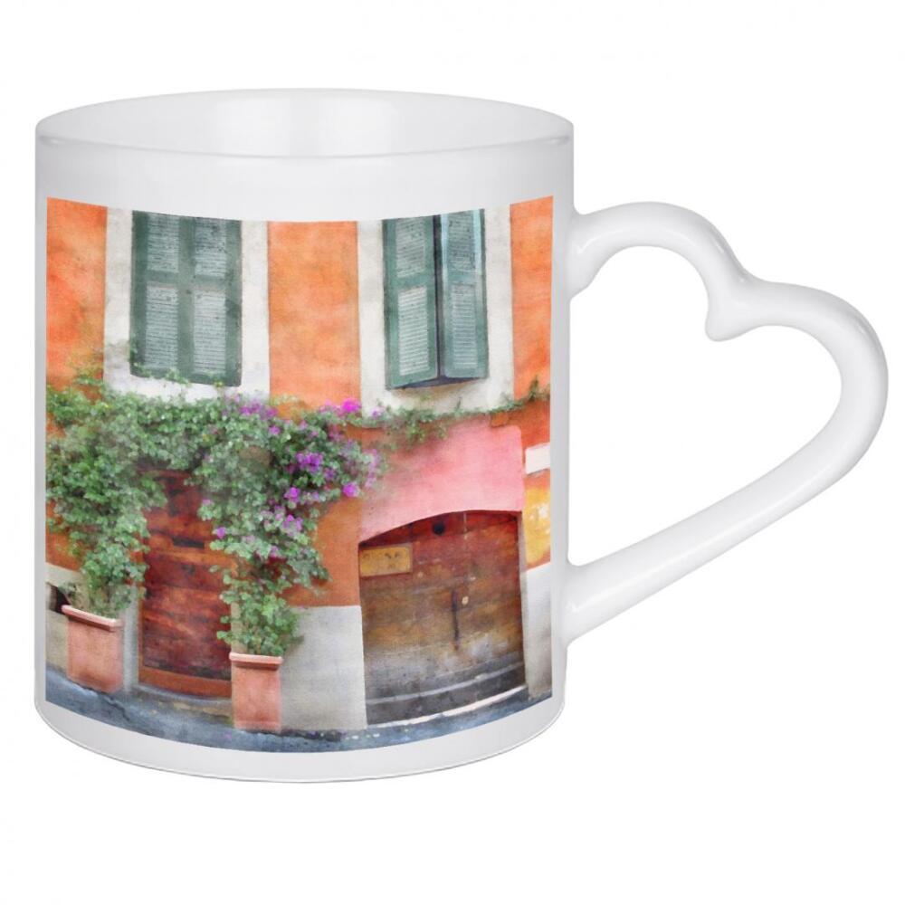 Herztasse "Rote Tür" artboxONE - Städte,Floral,Architektur - Gebäude,Architektur,Blumen,Blumen,Türen