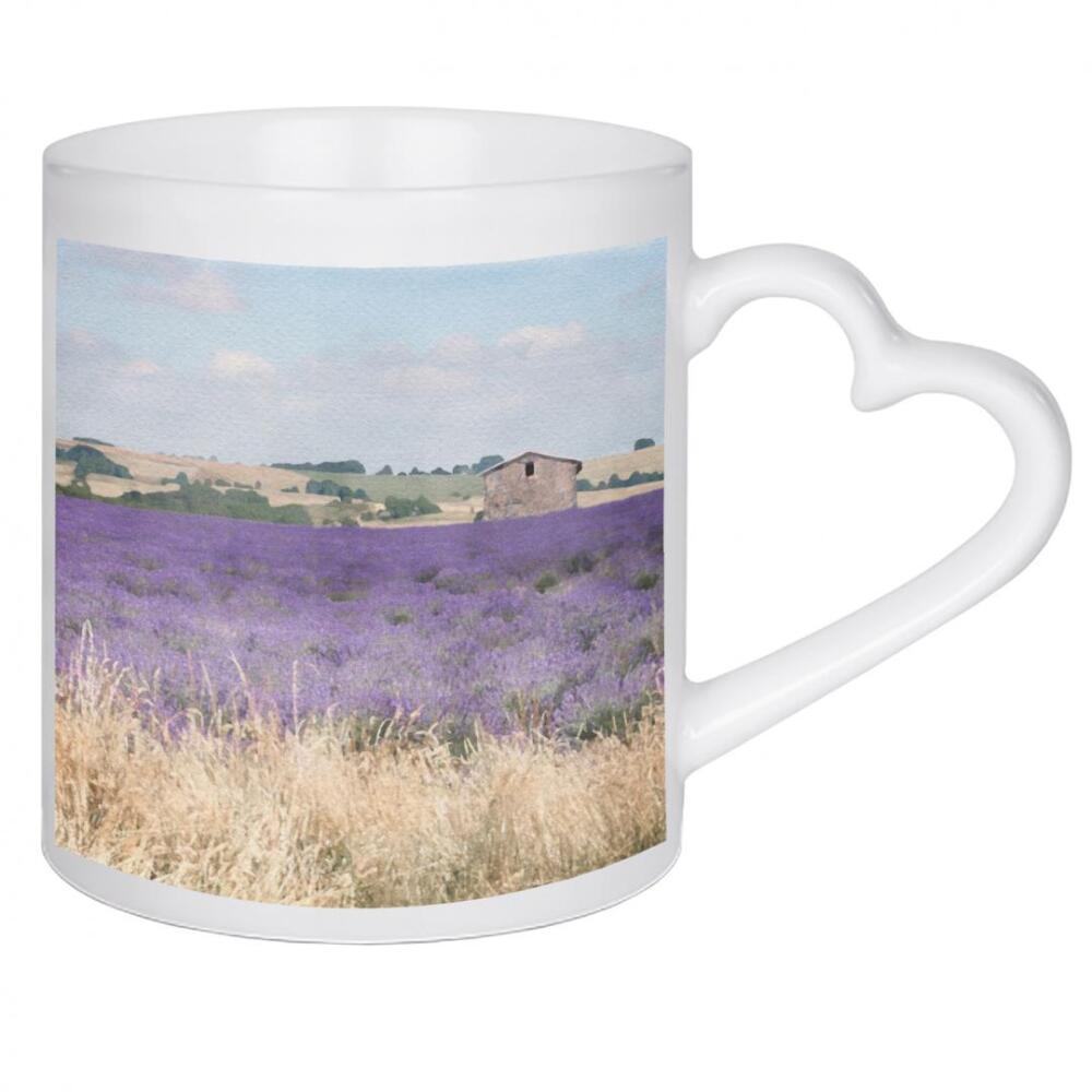 Herztasse "Lavendelfeld A" artboxONE - Natur,Floral,Architektur - Felder,Lavendel,Architektur,Bauernhöfe,Landschaft