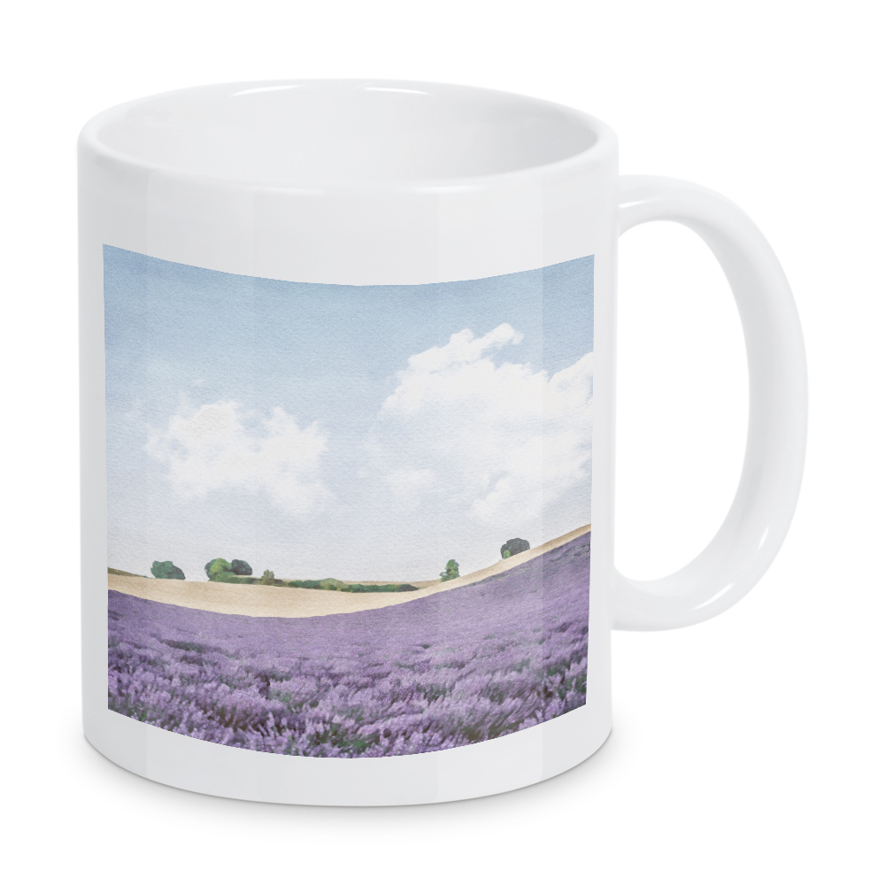 Tasse "Lavendelfeld D" artboxONE - Natur,Floral - Felder,Blumen,Botanische,Landschaft,Lavendel,Bäume,Natur