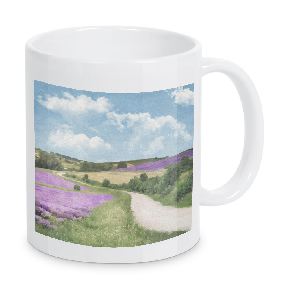 Tasse "Lavendellandstraße" artboxONE - Natur,Floral - Geblümt,Blumen,Lavendel,Straßen,Landschaft,Lila,Entspannend,Ruhe,Felder,Natur,Bäume