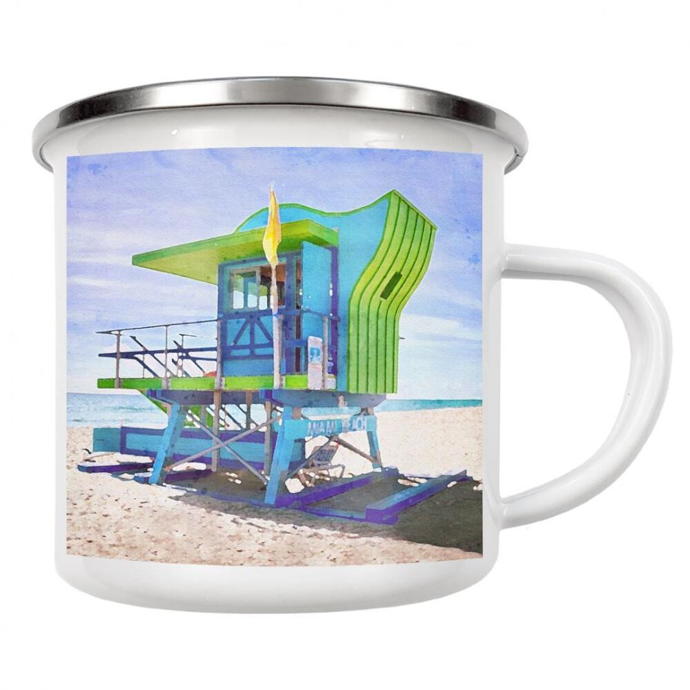 Emaille Tasse "Rettungsschwimmerstand A" artboxONE - Städte,Architektur,Reise / Strand und Meer
