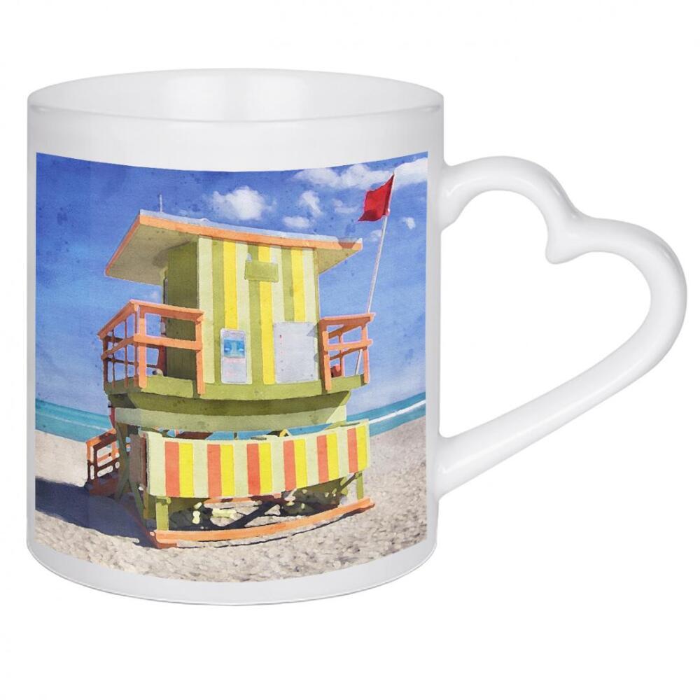 Herztasse "Rettungsschwimmerstand I" artboxONE - Architektur,Reise / Strand und Meer - Rettungsschwimmer,Miami,Strand,Freizeit,Meer,Ozean,Küste,Sand