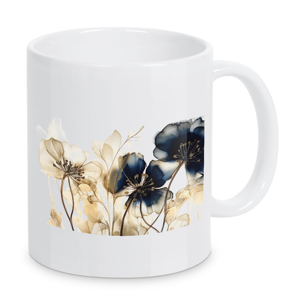 Tasse "Navy und Gold Botanicals A" artboxONE - Floral,Abstrakt - Blumen,Blumen,Gold,Abstrakt