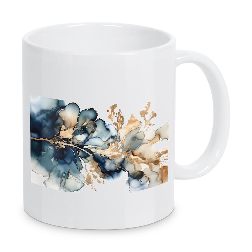 Tasse "Navy und Gold Botanicals H" artboxONE - Floral,Abstrakt - Blumen,Blume,Botanisch,Marine,Gold