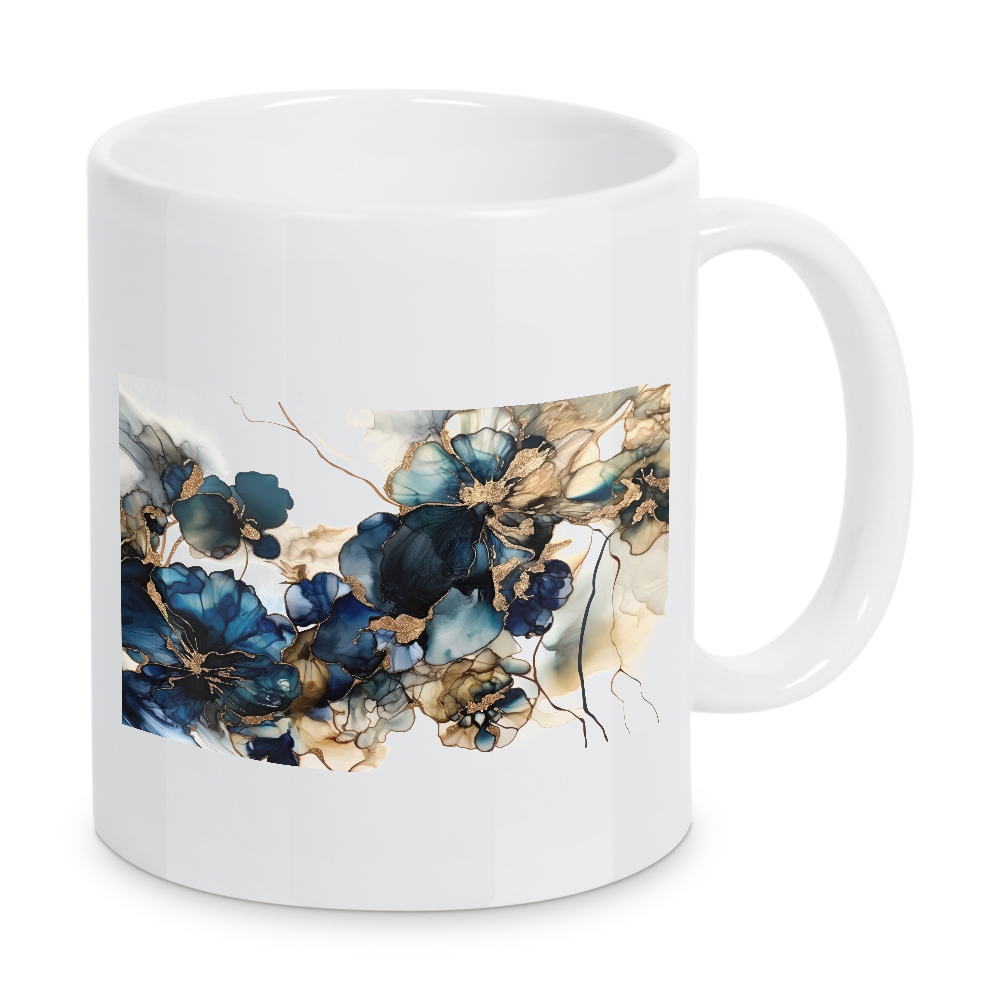 Tasse "Navy und Gold Botanicals K" artboxONE - Floral,Abstrakt - Marine,Gold,Blumen,Blumen,Pflanzenstoffe,Abstrakt